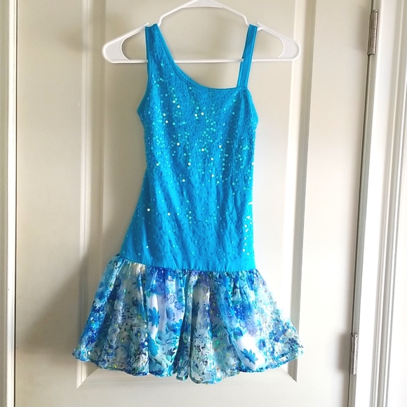 Justice Girls Dress Blue Sequin Sparkles Size 12 - Picture 1 of 7